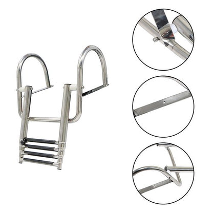 Solid Spare 1PC 4 Step Stainless Steel Telescoping Boat Ladder with Pedal & Hand Railing