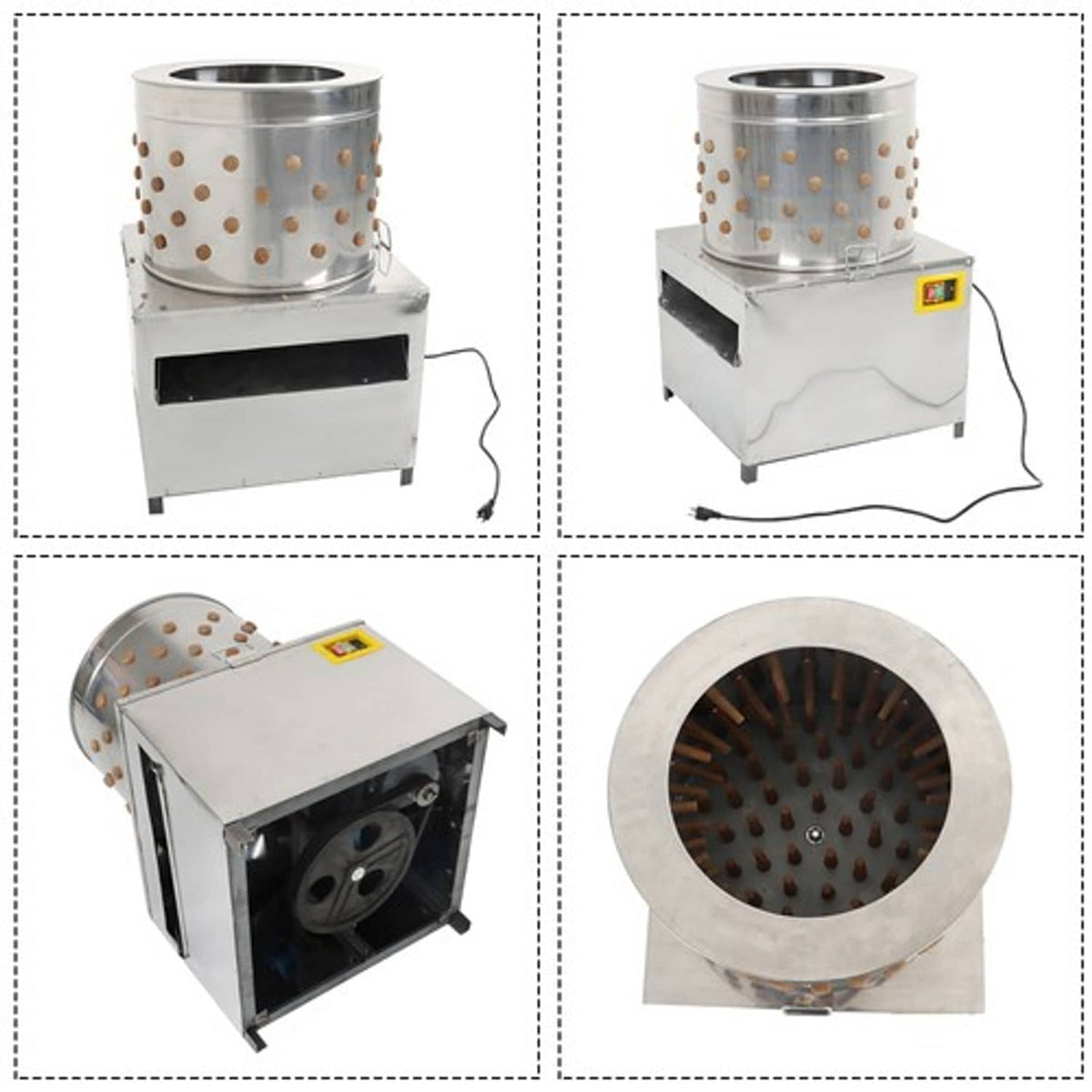 Solid Spare Chicken Plucker Machine 110V/60HZ Poultry De-Feather Stainless Steel Drum 1500W