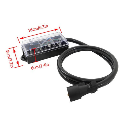 Solid Spare 6 Ft Wiring Cable 7 Way Plug Inline Pre-Wired Trailer BLACK Cord w/Junction Box