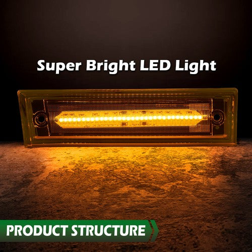 Solid Spare Fit For 1981-1991 GMC Chevy Pickup Truck LED Front Side Marker Lights Amber