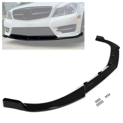 Solid Spare Gloss Black Front Bumper Lip Splitter For Mercedes Benz W204 Sport C Class 08-14