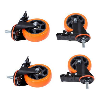 Solid Spare 4Pcs 4" Threaded Stem Caster Wheels with Brake (Stem Diameter 3/8", Length 1")