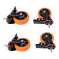 Solid Spare 4Pcs 4" Threaded Stem Caster Wheels with Brake (Stem Diameter 3/8", Length 1")