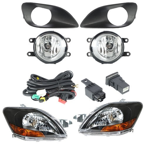 Solid Spare Driver+Passenger Side Fog Lights For 2007-2011 Toyota Yaris Halogen Headlights