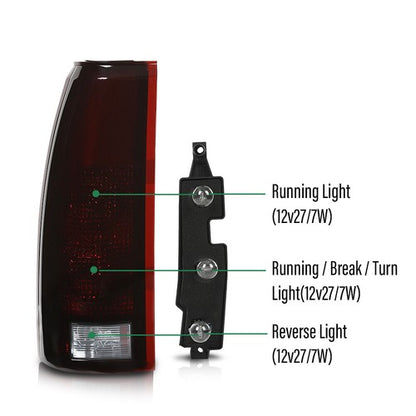 Solid Spare Fit For 88-99 Chevy Silverado GMC Sierra C/K Tail Lights Brake Lamps Smoke