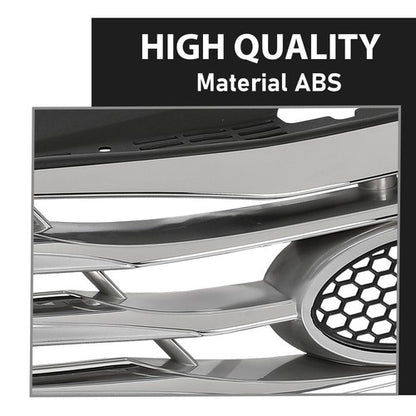 Solid Spare Fit For 12-14 Hyundai Azera Front Bumper Upper Grille Grill Black & Chrome