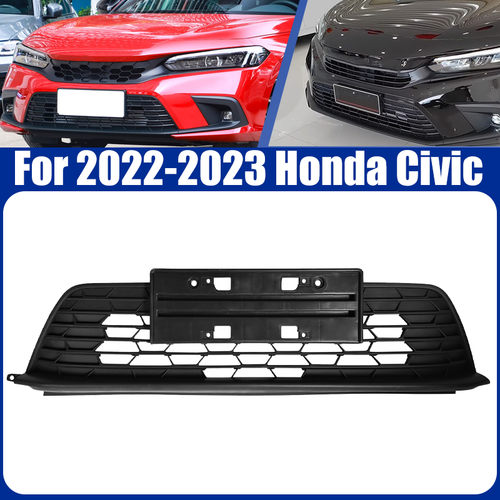 Front Bumper Black Mesh Low Grill W/License Plate Bracket For 22-23 Honda Civic