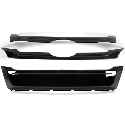 Solid Spare Fit 2011-2014 Ford Edge 3PCS Glossy Black ABS Front Bumper Grille Trim Molding