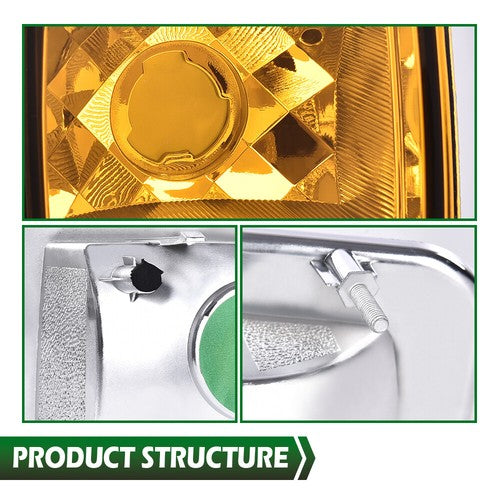 Solid Spare Fit For 2003-2008 H2 Hummer Amber Lens Front Turn Signal Light Parking Lamp