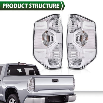 Solid Spare Fit For 14-21 Toyota Tundra Clear Rear Tail Lights Brake Lamps Assembly Pair