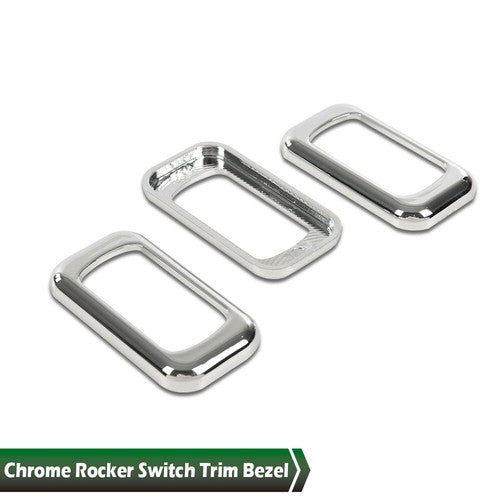 Solid Spare 3pcs Chrome Rocker Switch Trim Bezel Fit For Peterbilt Kenworth Freightliner