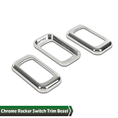 Solid Spare 3pcs Chrome Rocker Switch Trim Bezel Fit For Peterbilt Kenworth Freightliner