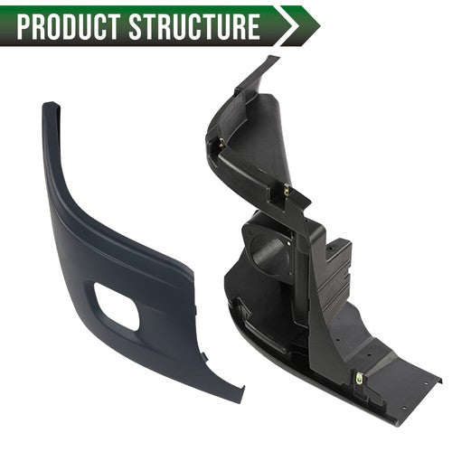 Solid Spare Fit For 08-17 Freightliner Bumper Right Reinforcement & Cover W/ Fog Hole