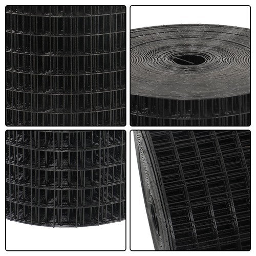Solid Spare 16 Gauge Black Welded Wire Fence Vinyl Coated Chicken Rabbit Mesh 1inch 24"x100'