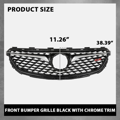 Solid Spare Fit For 2018-2020 Buick Regal Sportback Front Bumper Upper Grille Black & Chrome