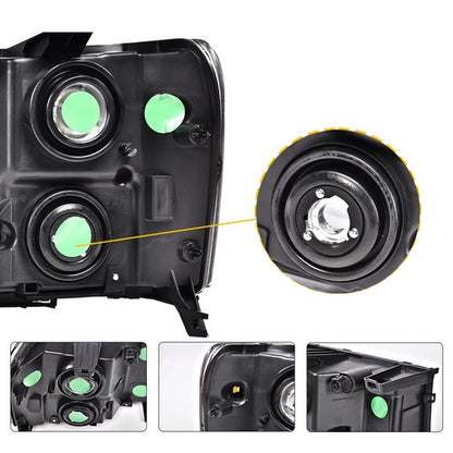 Solid Spare Fit For 07-13 GMC Sierra 1500 2500HD 3500HD Clear Lens Black Headlights