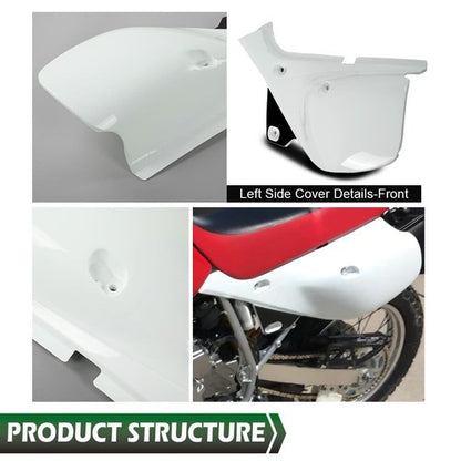 Solid Spare Side Cover Panel Side Fairing Left+Right Fit For 1993-2021 Honda XR650L White