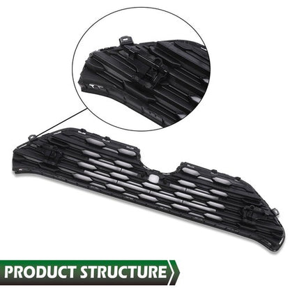Solid Spare Fit For 2019-2022 Toyota RAV4 Front Center Bumper Grille Grill w/ Radar Holes