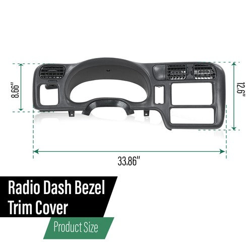 Solid Spare Double Din Dash Radio Cluster Bezel Gray Fit For 98-05 S10 Blazer Jimmy Sonoma