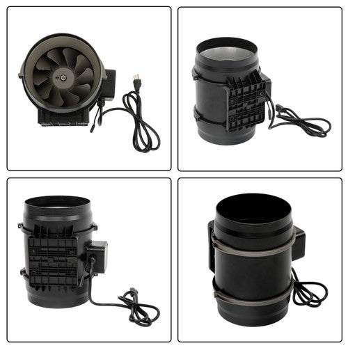 Solid Spare Inline Duct Fan Temperature & Humidity Controller EC-motor Plastic ABS 8" 807CFM