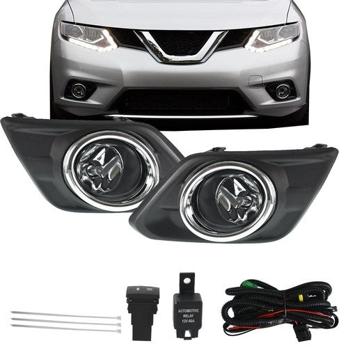 Solid Spare For 2014-2016 Nissan Rogue Clear Fog Lights Kit with Switch Bulbs Bezel Wiring