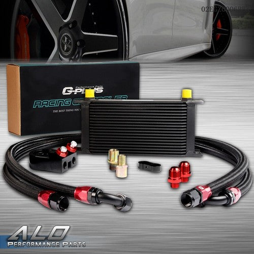 Solid Spare Universal 19 Row AN10 Aluminum Transmission Engine Oil Cooler+Filter Adapter Kit