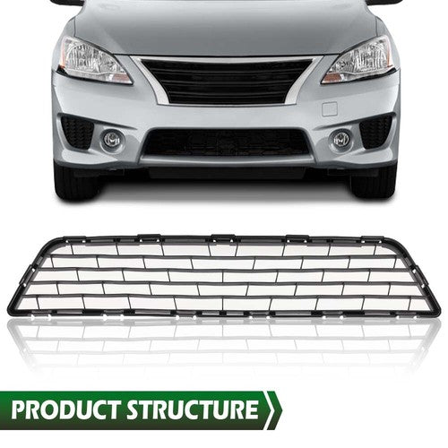 Solid Spare Fit For 2013-2015 Nissan Sentra Front Bumper Lower Grille Grill Cover Black