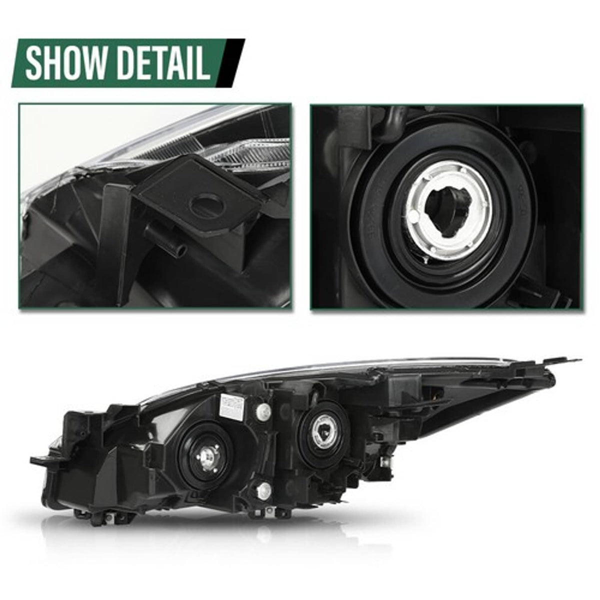 Solid Spare Fit For 10-13 Mazda 3/3 Sport Amber Corner Black Housing Projector Headlights