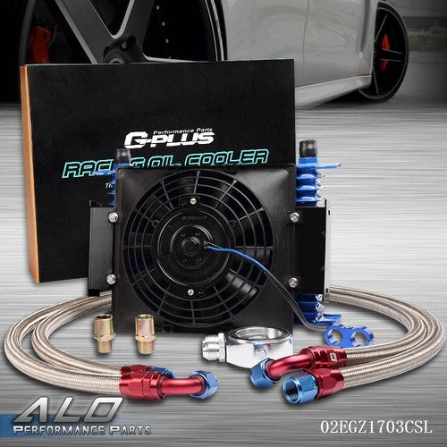 Solid Spare 15 ROW AN10 UNIVERSAL ALUMINUM OIL COOLER+7" ELECTRIC FAN +FILTER ADAPTER KIT