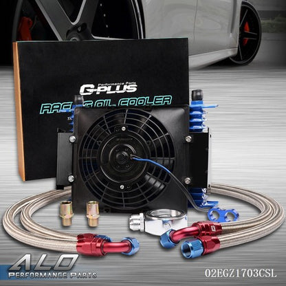 Solid Spare 15 ROW AN10 UNIVERSAL ALUMINUM OIL COOLER+7" ELECTRIC FAN +FILTER ADAPTER KIT