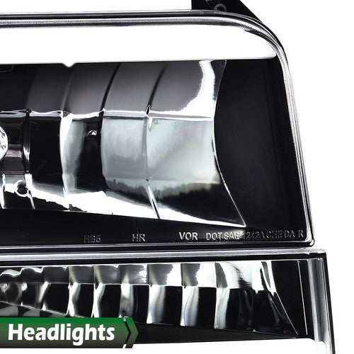 Solid Spare Fit For 92-96 Ford F-150 Bronco LED DRL Headlights Bumper Lamps Black