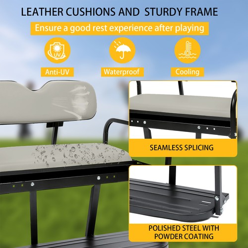 Solid Spare Folding Steel Frame Flip Rear Back Seat For EZGO Marathon Pre-1994 Golf Cart