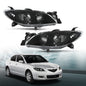 Solid Spare Fit For 2004-2009 Mazda 3 4-Door Sedan Clear Black Halogen Projector Headlights