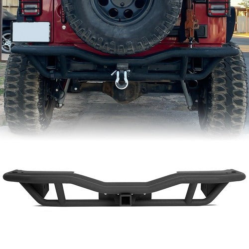 Solid Spare Textured Rear Bumper Guard w/ Receiver Hitch For 2007-2018 Jeep Wrangler JK