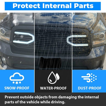 Solid Spare Front Upper Big Horn Black Grille Shell With Light For 2013-2018 Dodge Ram 1500