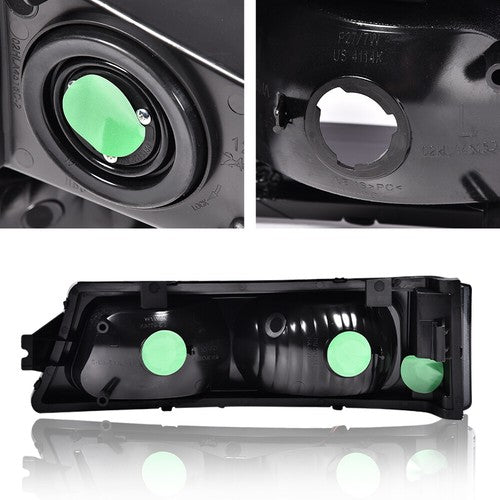 Solid Spare Smoked Clear Corner Headlights+Signal Bumper Lamp Fit For 03-07 Chevy Silverado