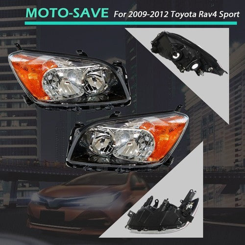 Solid Spare For Toyota Rav4 Sport 2009-2012 LH+RH Headlight Replacement Halogen Housing