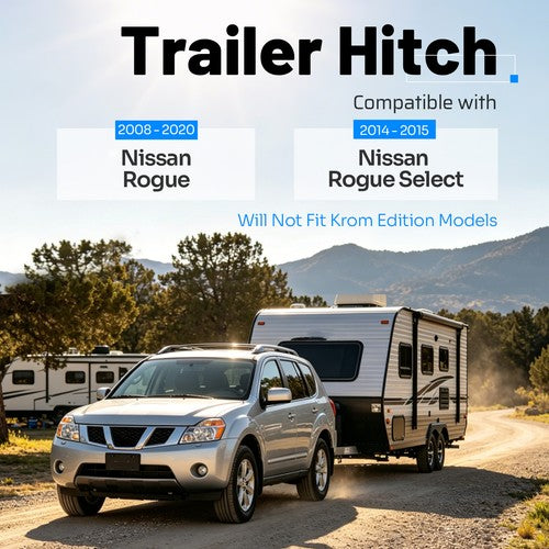 Solid Spare Class 3 Trailer Hitch Tow 2-Inch Receiver Powder Coated For Nissan Rogue 08-2020