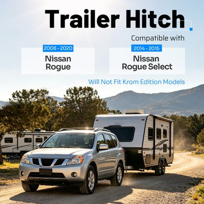 Solid Spare Class 3 Trailer Hitch Tow 2-Inch Receiver Powder Coated For Nissan Rogue 08-2020