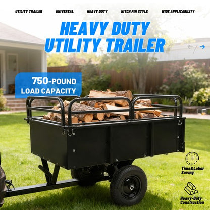 Solid Spare For UTV ATV Heavy Duty Dump Cart Garden Utility Trailer Yard Lawn Mower 750lb