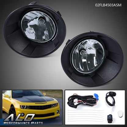 Solid Spare Fit For 10-13 Chevy Camaro Smoke Lens Bumper Fog Lights+Wiring+Switch Kit
