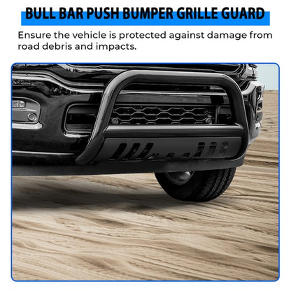 Solid Spare For 2009-2023 Dodge Ram 1500 Brush Bull Bar Push Front Bumper Grille Guard