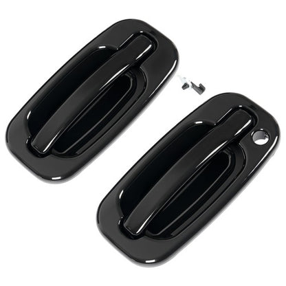 Solid Spare 2Pc Front Outer Door Handle Set For 1999-2007 Chevy Silverado 1500 Glossy Black