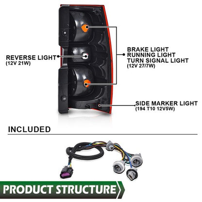 Solid Spare Tail Lights Brake Lamps Left+Right Fit For 07-14 Chevrolet Suburban Tahoe