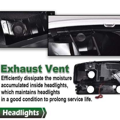 Solid Spare Fit For 1999-2007 GMC Sierra/Yukon LED DRL Smoke Black Headlights+Bumper Lamps
