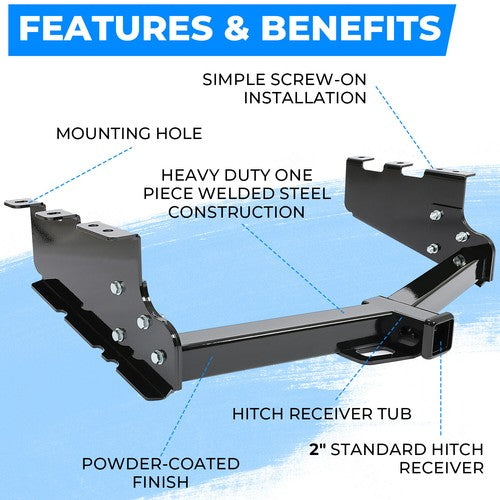 Solid Spare Class-3 Trailer Hitch Rear Bumper Tow Kit 2" For Silverado GMC Sierra 1500 14-19