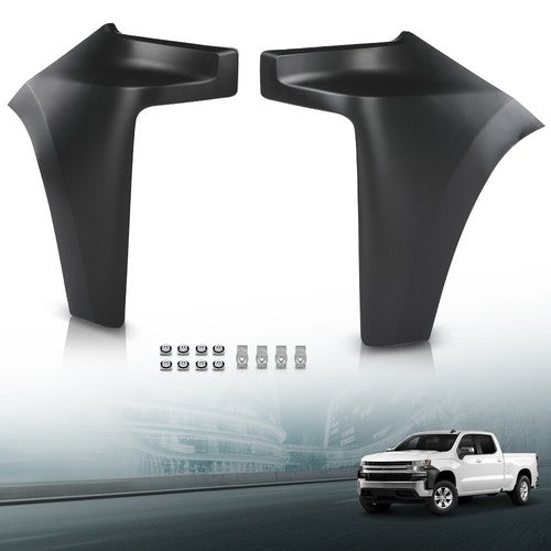 Solid Spare Fit For 19-22 Chevy Silverado 1500 Front Bumper End Cap Extension Left+Right