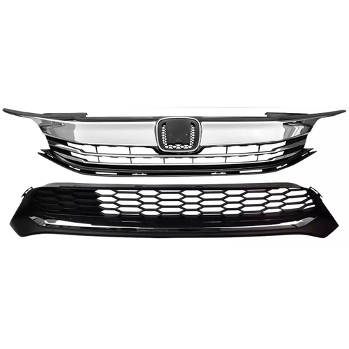 For 2016 2017 Honda Accord Sedan Front Upper/Lower Grille & LED Fog Lights Set