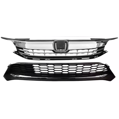 For 2016 2017 Honda Accord Sedan Front Upper/Lower Grille & LED Fog Lights Set
