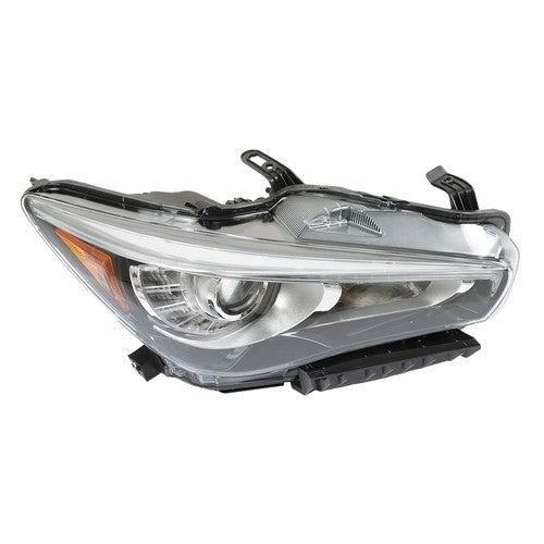 Solid Spare Clear Front Headlight Right/RH Fit For Infiniti Q50 2014-2017 LED w/o AFS Chrome
